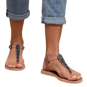Laid Back London Leni Lp Back Strap Tan Leather Sandal Gun Metal Size 36
